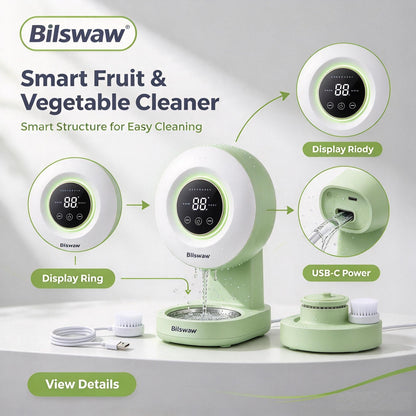 🥬Bilswaw Smart Fruit & Vegetable Cleaner, USB‑C Powered Produce Purifier, Deep Cleaning Food Cleaner Machine with Waterproof Design for Fruits, Veggies, Meat