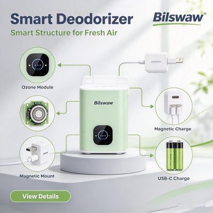 🧊Bilswaw Smart Deodorizer, USB‑C Rechargeable Fridge Odor Eliminator, Quiet Operation Air Purifier for Refrigerator, Closet, Shoe Cabinet & Small Spaces