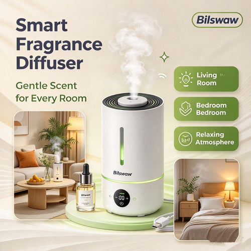 🌿Bilswaw Smart Fragrance Diffuser, USB‑C Powered Aroma Diffuser, Auto Mist Scent Machine with Adjustable Mist Modes for Home Bedroom Office