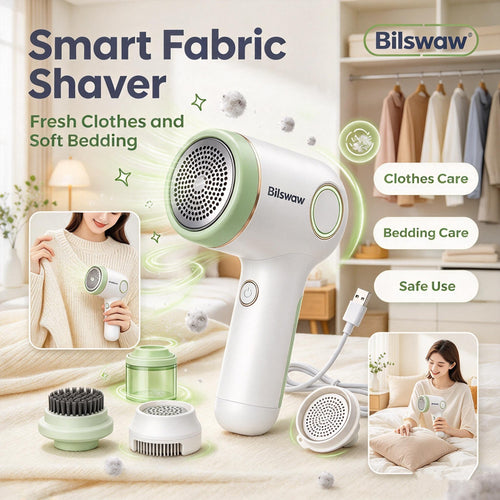 🧶Bilswaw Smart Fabric Shaver, Rechargeable Lint Remover, Efficient Fuzz & Pill Trimmer, Safe Fabric Defuzzer for Sweaters, Blankets, Couch & Clothes