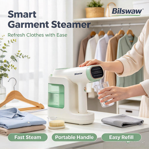 👔Bilswaw Smart Garment Steamer, Hand‑Held Portable Clothing Steamer, Fast Steam Wrinkle Remover with Easy‑Refill Water Tank for Home & Travel