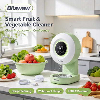 🥬Bilswaw Smart Fruit & Vegetable Cleaner, USB‑C Powered Produce Purifier, Deep Cleaning Food Cleaner Machine with Waterproof Design for Fruits, Veggies, Meat